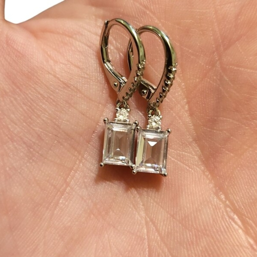 Dangle and Drop Earrings Dangle 18K White Gold Plated, Cubic Zirconia Earrings